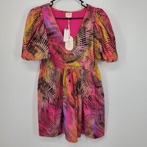 Anthropologie Plenty by Tracy Reese Puff-Sleeve Babydoll Dress Size Small‎